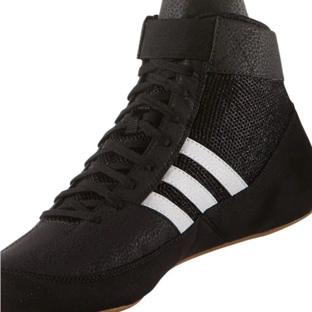 Adidas Youth Black & White High-Top Sneakers - wrestling boxing drumming US 5.5
